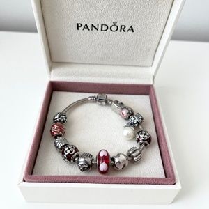 Authentic Pandora Silver Charm Bracelet with 10 charms!